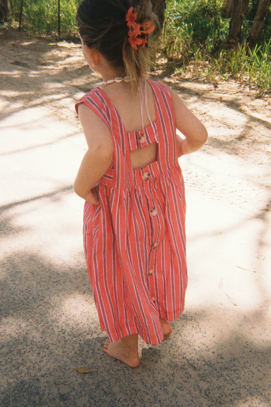 Holiday Midi Dress | Peach Stripe