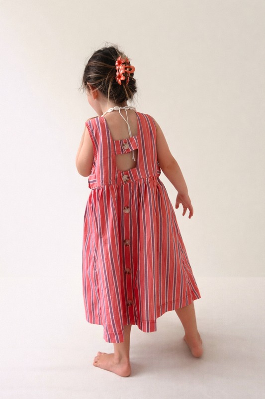 Holiday Midi Dress | Peach Stripe