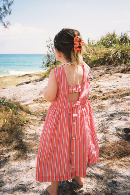Holiday Midi Dress | Peach Stripe