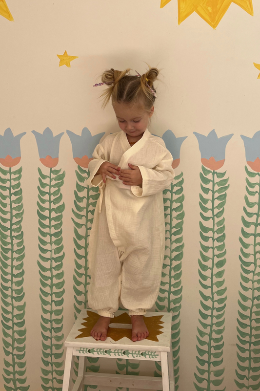 Muslin Kimono Romper | Milk