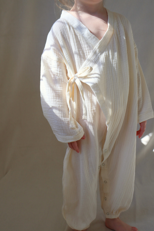 Muslin Kimono Romper | Milk