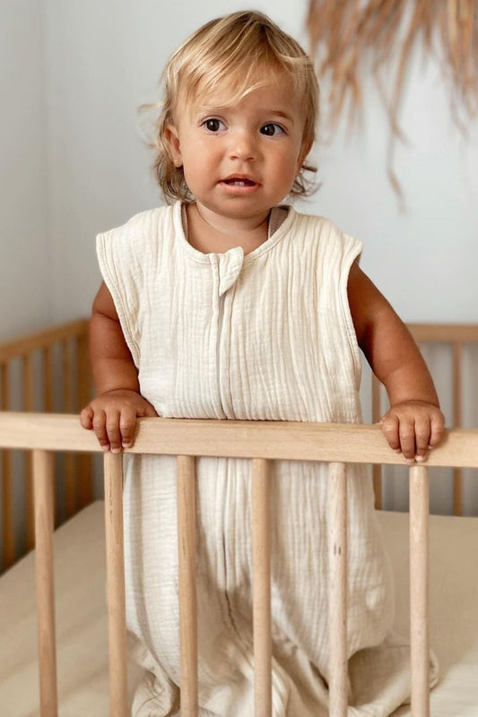 Crinkle Muslin Sleeping Bag - Sand