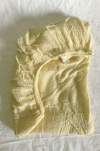 Crinkle Muslin Cot Sheet - Sunshine