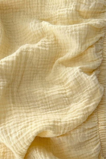 Crinkle Muslin Cot Sheet - Sunshine