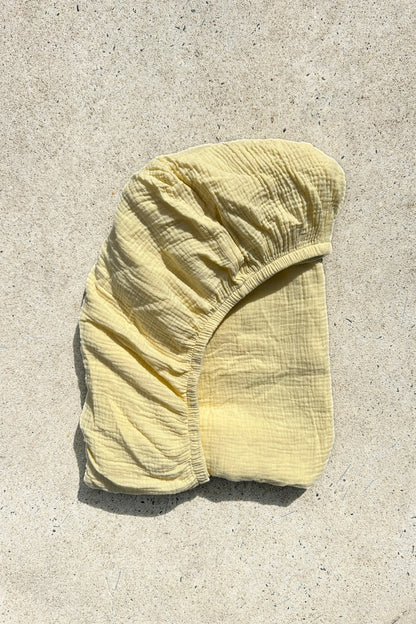 Crinkle Muslin Cot Sheet - Sunshine