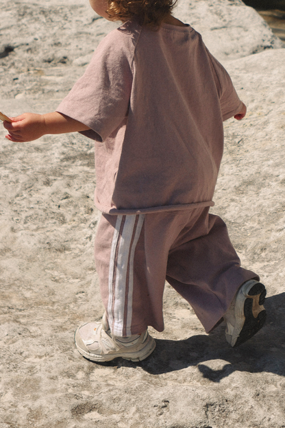 Linen Terry Racer Pants | Mushroom