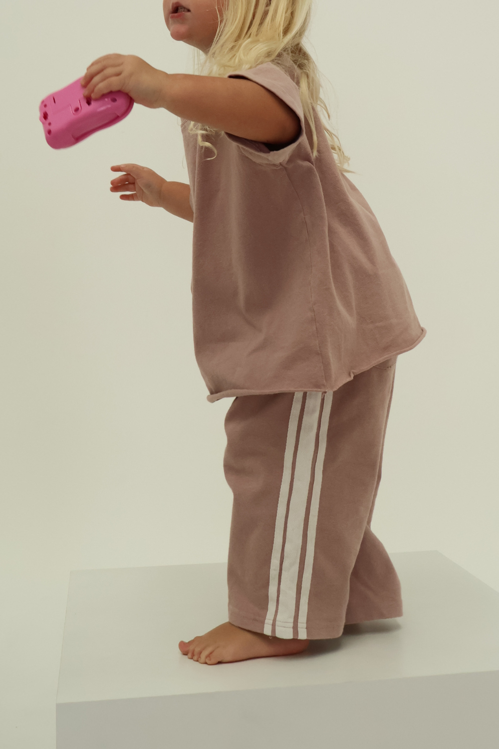 Linen Terry Racer Pants | Mushroom