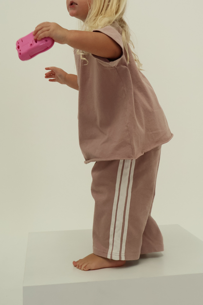 Linen Terry Racer Pants | Mushroom