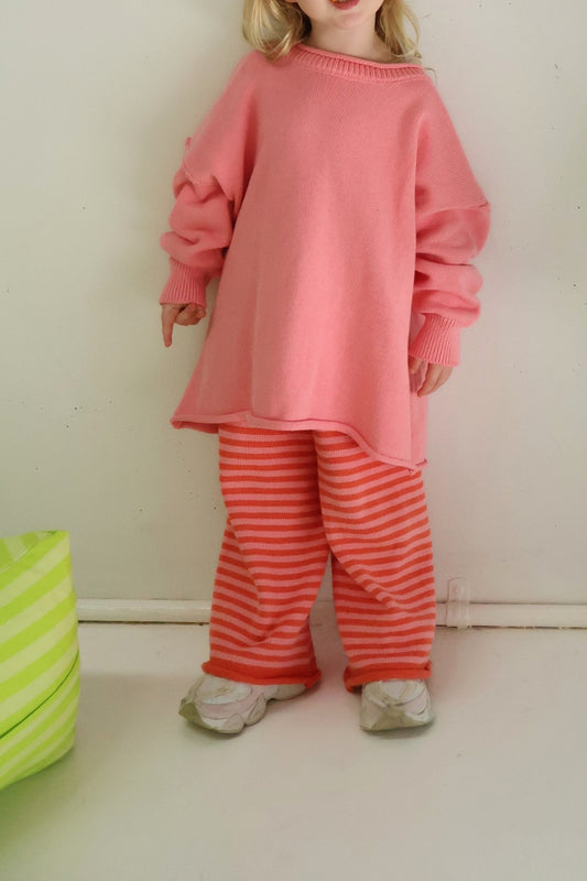 Rolly Knit Pants | Strawberry Stripe
