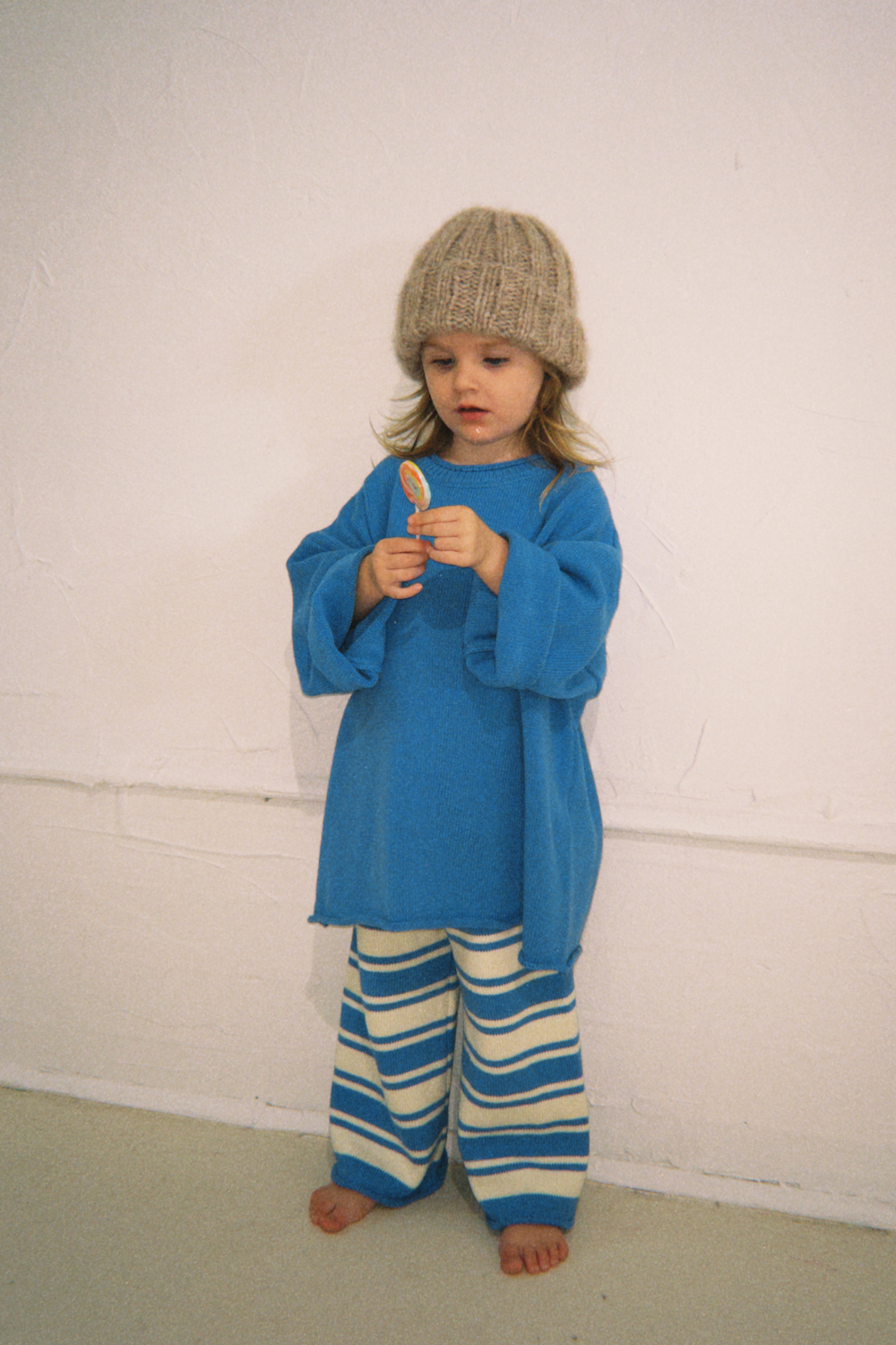 Rolly Stripe Knit Pants | Blueberry