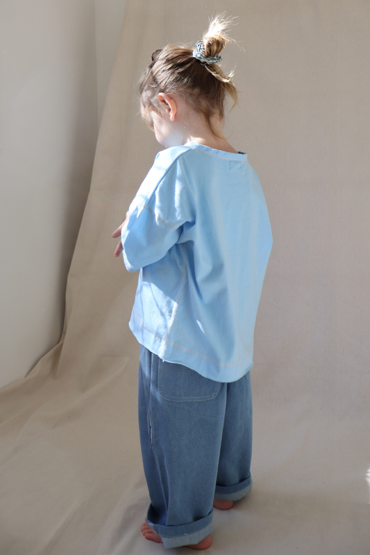 Staple Stitch Long Sleeve Tee | Cornflower