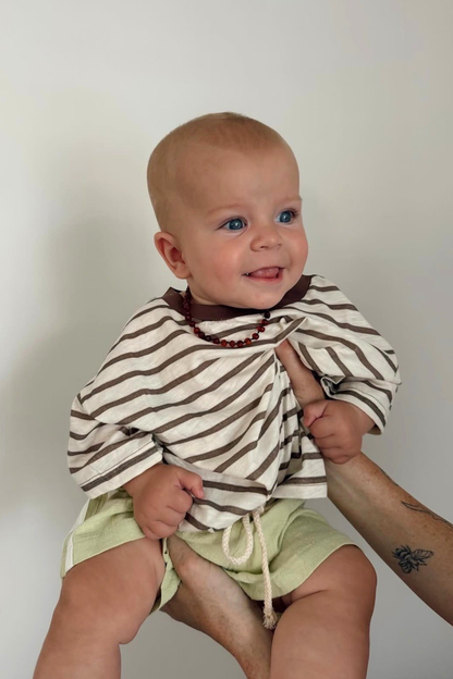 Stripey Staple Tee | Chocolate