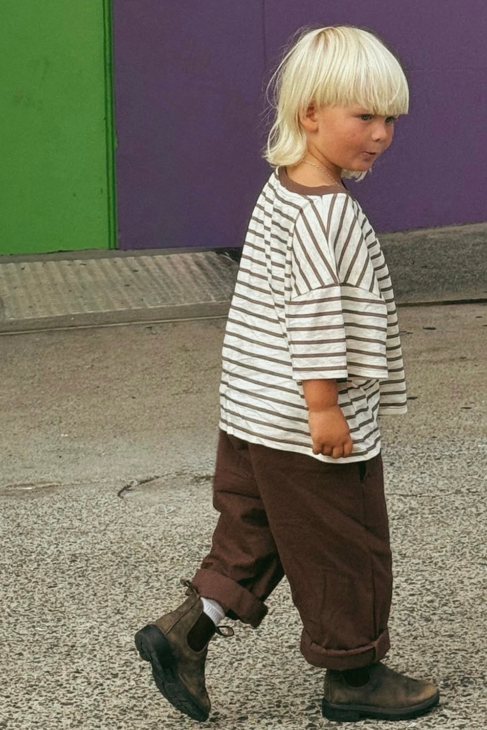 Stripey Staple Tee | Chocolate