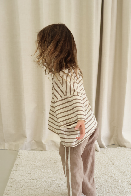 Stripey Staple Tee | Chocolate