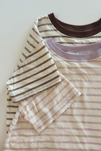 Stripey Staple Tee | Chocolate