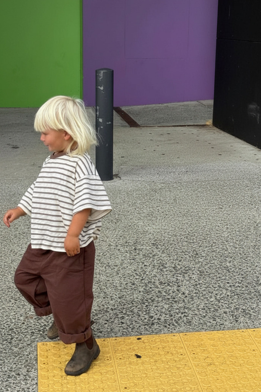 Stripey Staple Tee | Chocolate