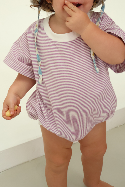 Stripey T-Shirt Romper | Lavender