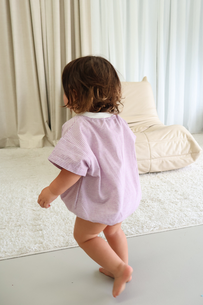 Stripey T-Shirt Romper | Lavender