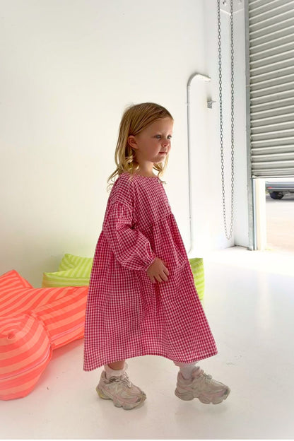 Sunday Smock Dress | Raspberry Gingham