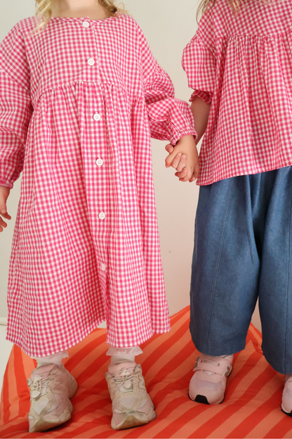Sunday Smock Dress | Raspberry Gingham