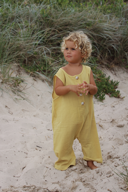 Kids Baggy Jumpsuit- Citrus yellow