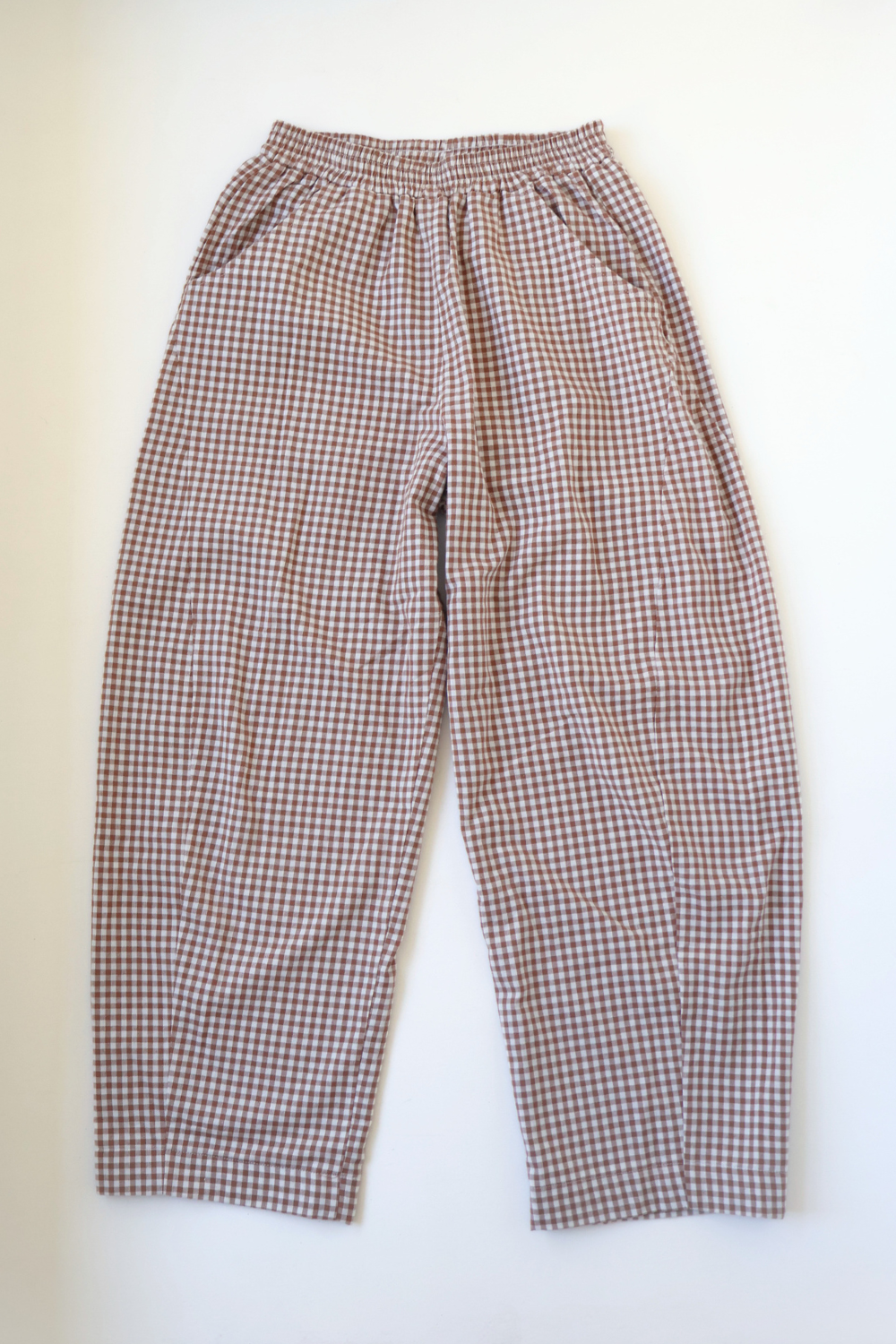 Gingham Barrel Pants | Chocolate