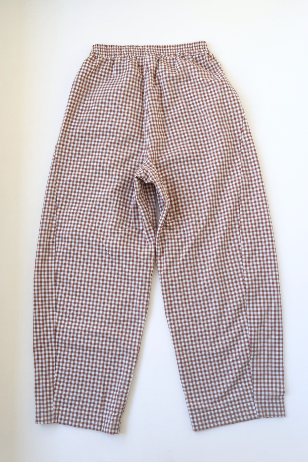 Gingham Barrel Pants | Chocolate