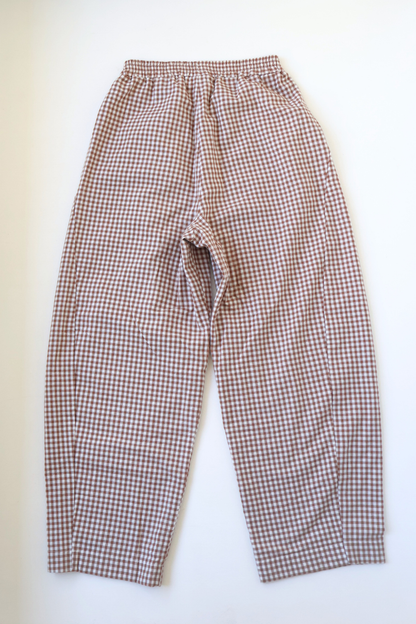 Gingham Barrel Pants | Chocolate