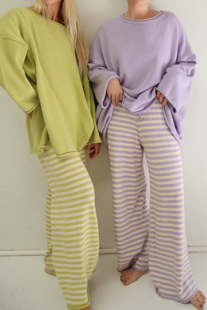 Rolly Knit Pants | Lilac Stripe