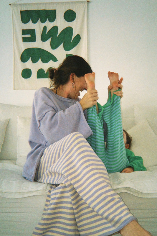 Rolly Knit Pants | Lilac Stripe