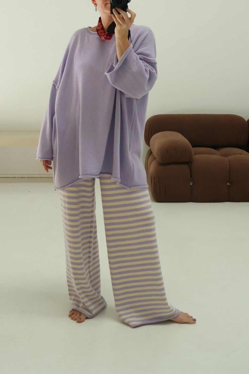 Rolly Knit Pants | Lilac Stripe