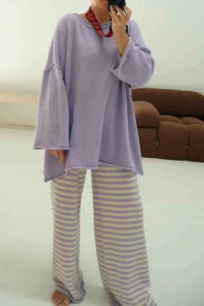 Rolly Knit Pants | Lilac Stripe
