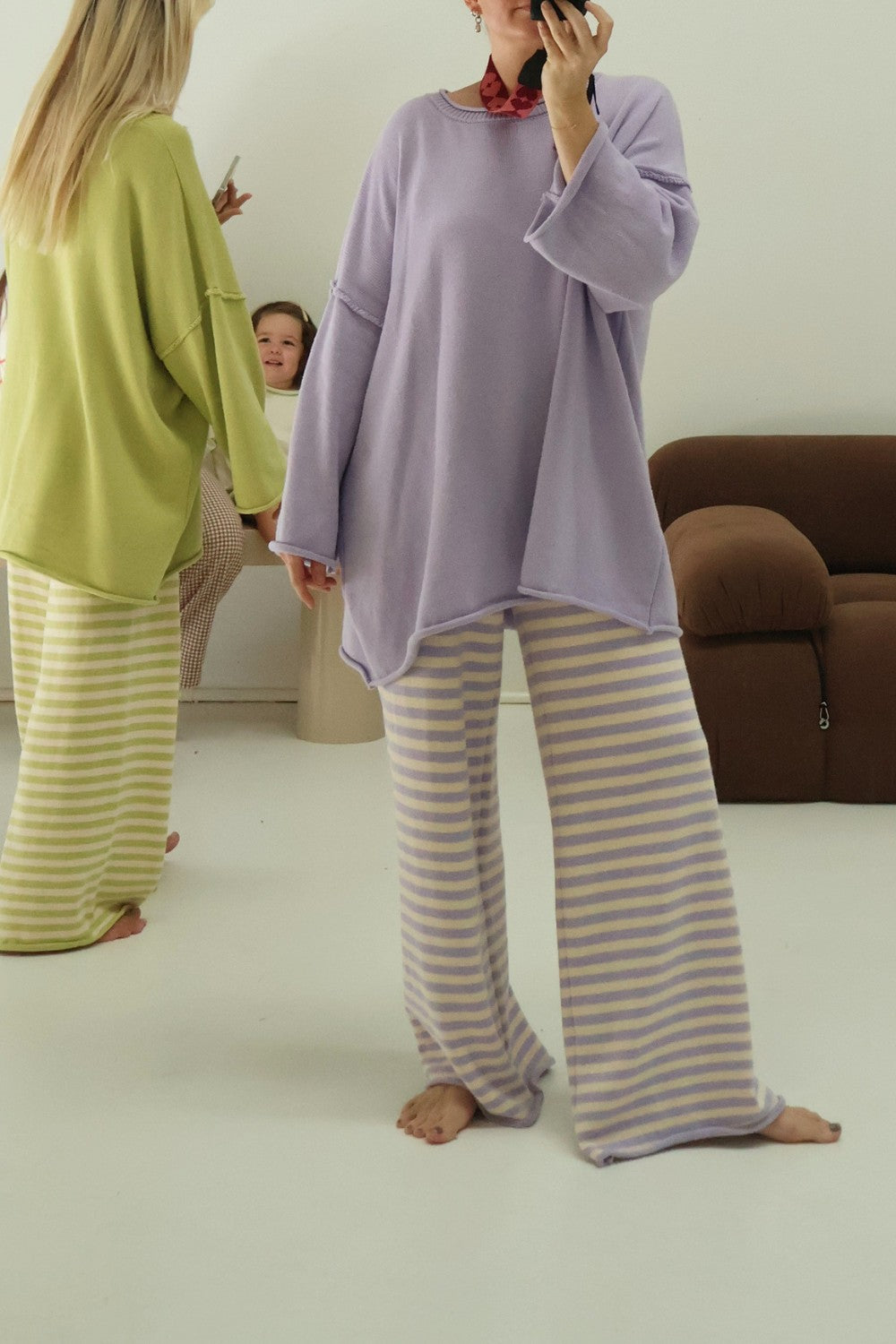 Rolly Knit Pants | Lilac Stripe