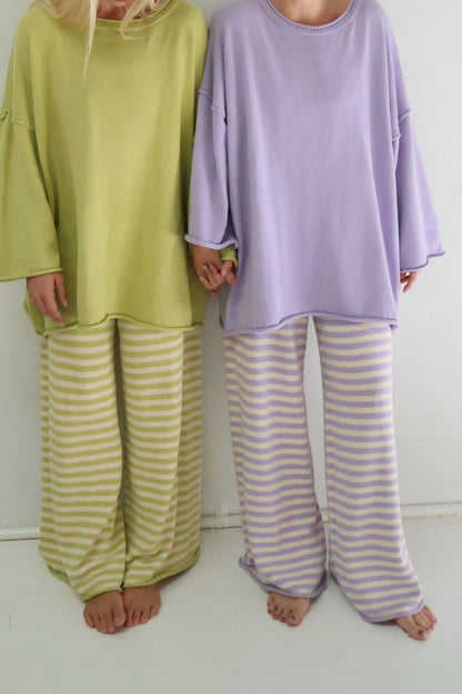 Rolly Knit Pants | Lilac Stripe