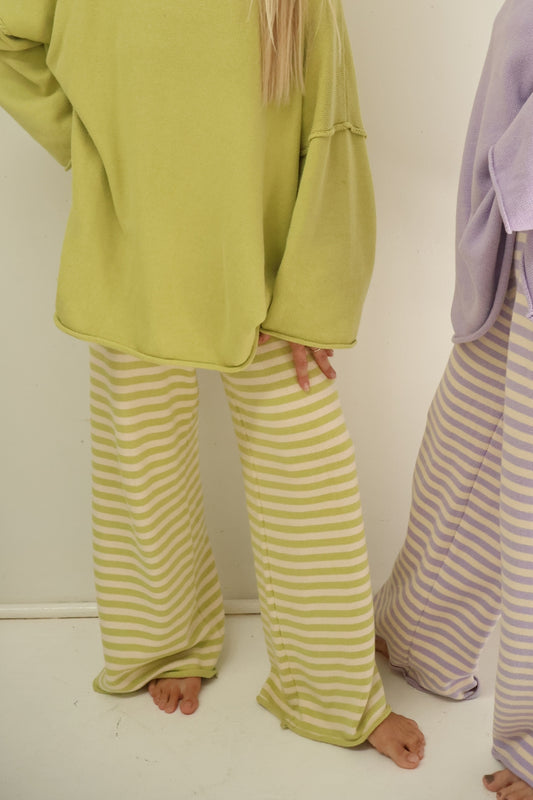 Rolly Knit Pants | Pistachio Stripe