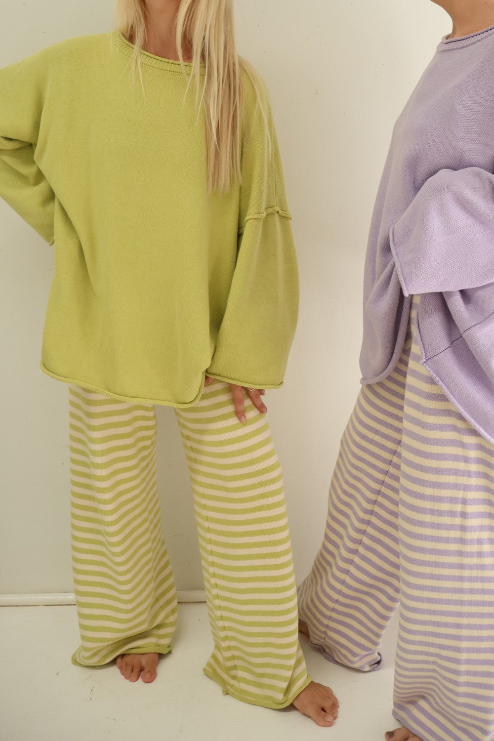 Rolly Knit Pants | Pistachio Stripe