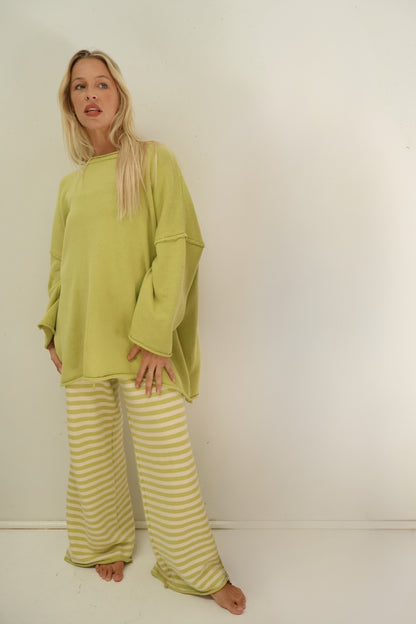 Rolly Knit Pants | Pistachio Stripe