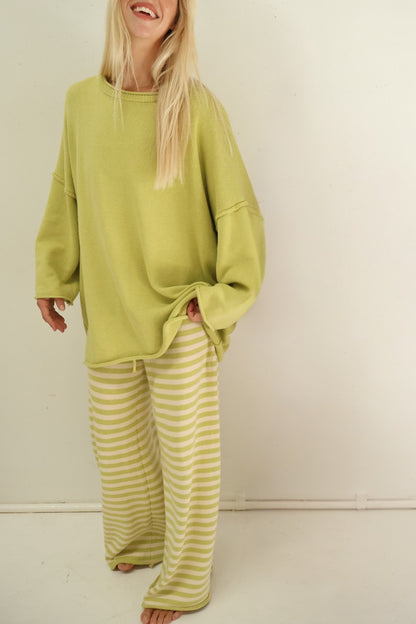 Rolly Knit Pants | Pistachio Stripe