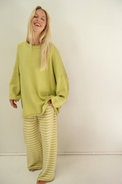 Rolly Knit Pants | Pistachio Stripe