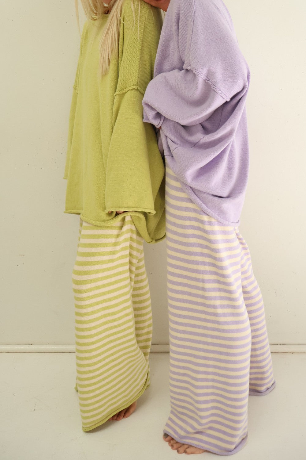 Rolly Knit Pants | Pistachio Stripe