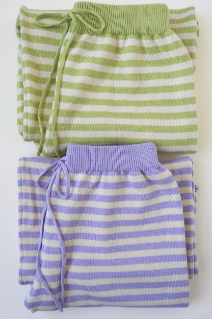 Rolly Knit Pants | Pistachio Stripe