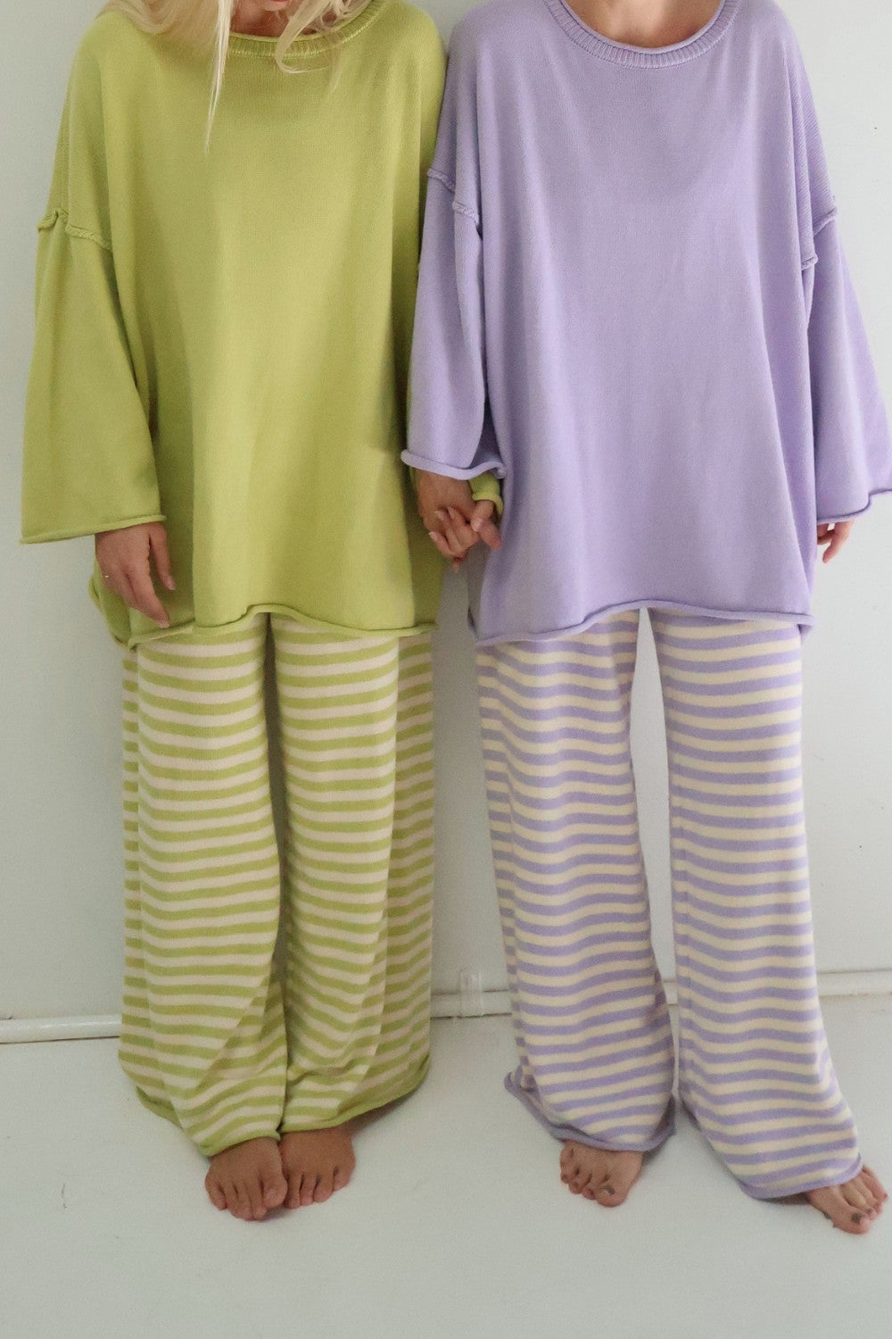 Rolly Knit Pants | Pistachio Stripe