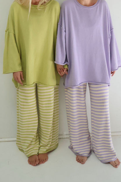Rolly Knit Pants | Pistachio Stripe